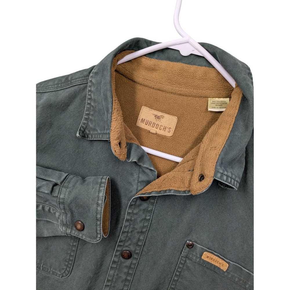 Murdoch's Jacket Mens XL Green Canvas Sherpa Lined Snap Shacket Western Workwear